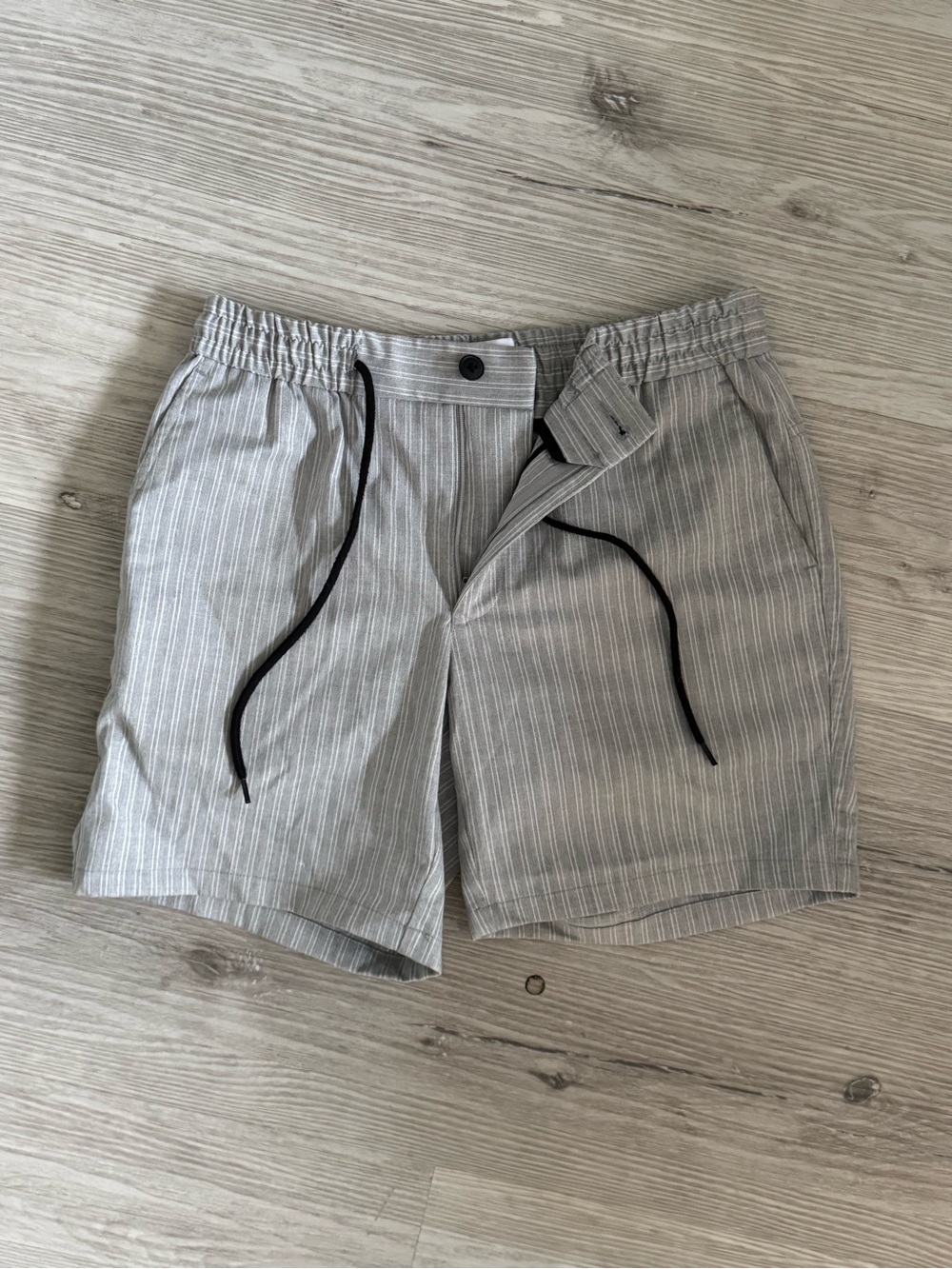 Topman Grey Pinstripe Drawstring Shorts